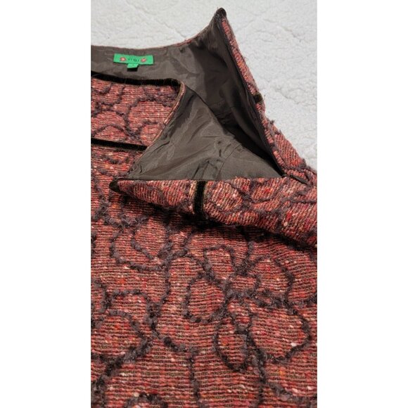 Tibi Womens Red Floral Embroidered Wool A Line Skirt Knee Length Lined Size 4 - Picture 8 of 12
